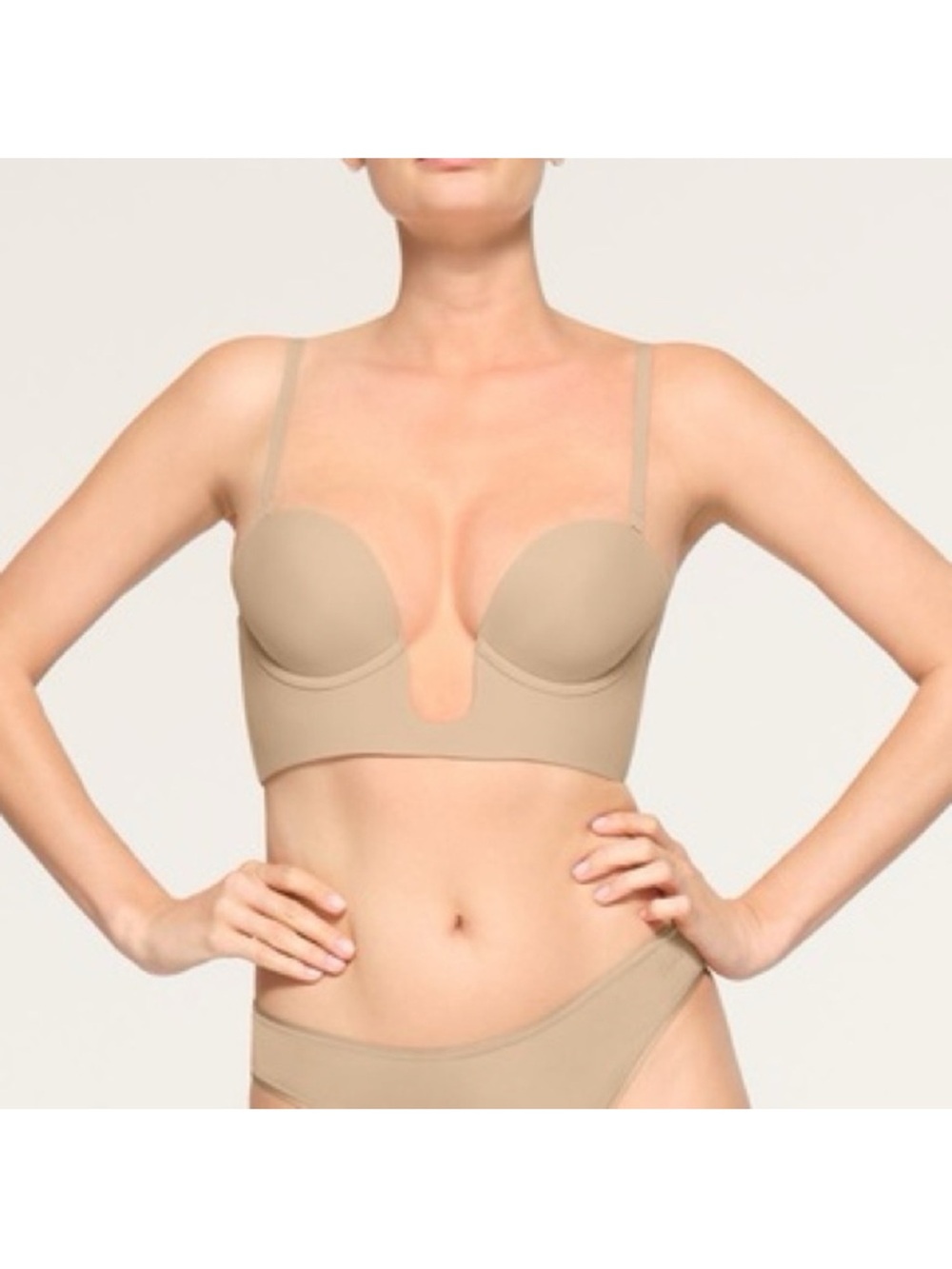 SKIMS Beige Deep Plunge Longline Bra